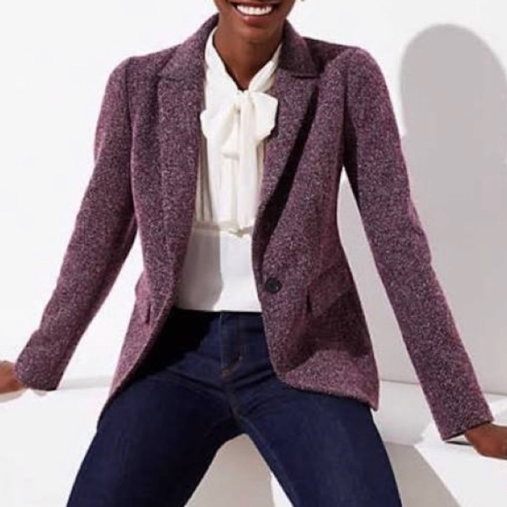 LOFT size 10 purple tweed blazer